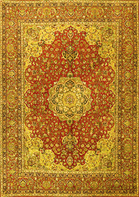 Medallion Yellow Traditional Rug, tr3473yw