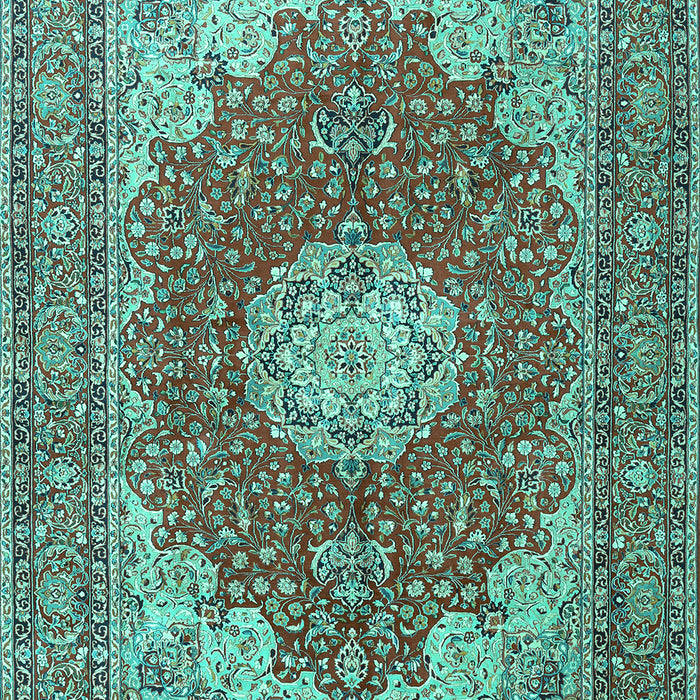 Machine Washable Medallion Turquoise Traditional Area Rugs, wshtr3473turq