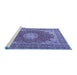 Sideview of Machine Washable Medallion Blue Traditional Rug, wshtr3473blu