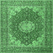 Square Medallion Emerald Green Traditional Rug, tr3473emgrn