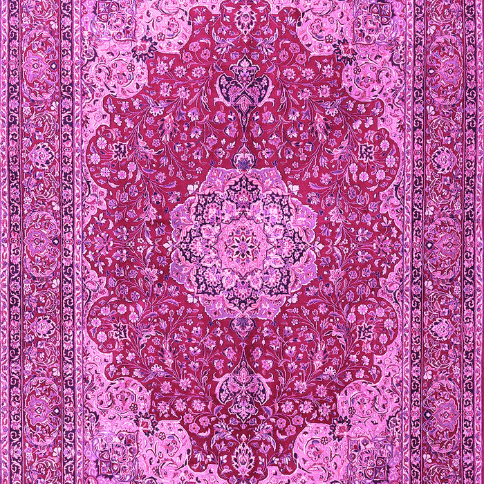 Machine Washable Medallion Pink Traditional Rug, wshtr3473pnk