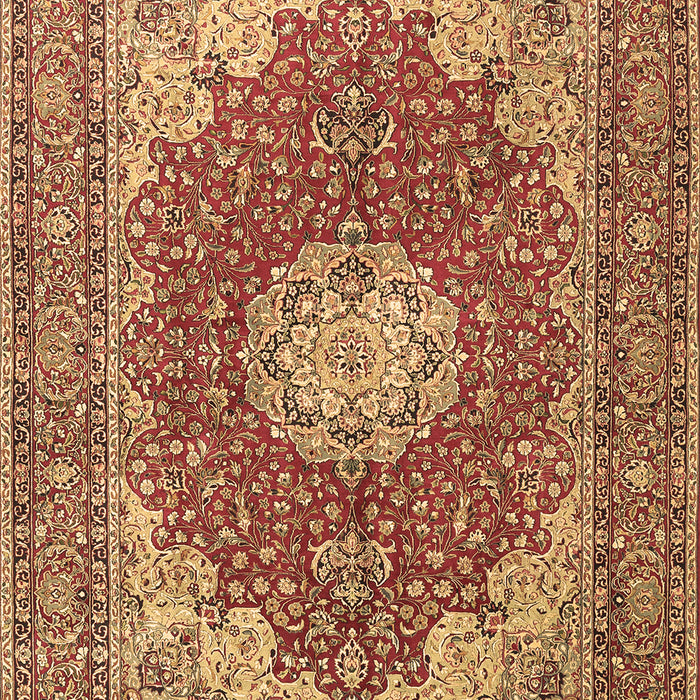 Machine Washable Medallion Brown Traditional Rug, wshtr3473brn