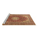 Sideview of Machine Washable Medallion Brown Traditional Rug, wshtr3473brn