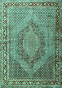 Medallion Turquoise Traditional Rug, tr3474turq