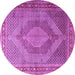 Round Medallion Purple Traditional Rug, tr3474pur