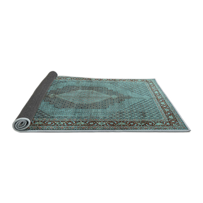 Sideview of Medallion Light Blue Traditional Rug, tr3474lblu