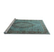 Sideview of Machine Washable Medallion Light Blue Traditional Rug, wshtr3474lblu