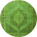 Machine Washable Medallion Green Traditional Area Rugs, wshtr3474grn