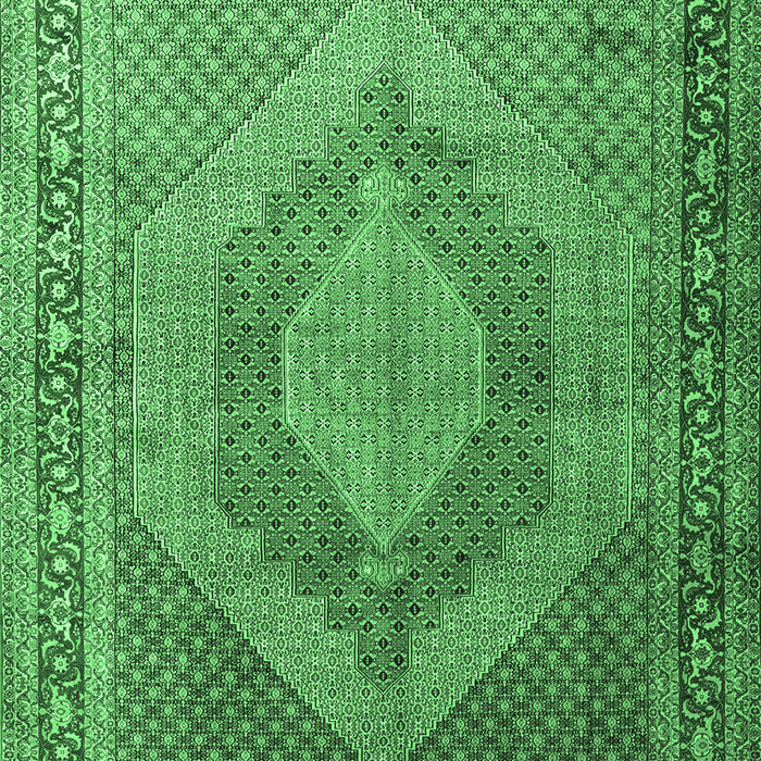 Medallion Emerald Green Traditional Rug, tr3474emgrn