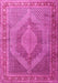 Machine Washable Medallion Pink Traditional Rug, wshtr3474pnk