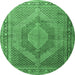 Round Medallion Emerald Green Traditional Rug, tr3474emgrn