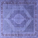 Square Medallion Blue Traditional Rug, tr3474blu