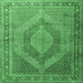 Square Medallion Emerald Green Traditional Rug, tr3474emgrn