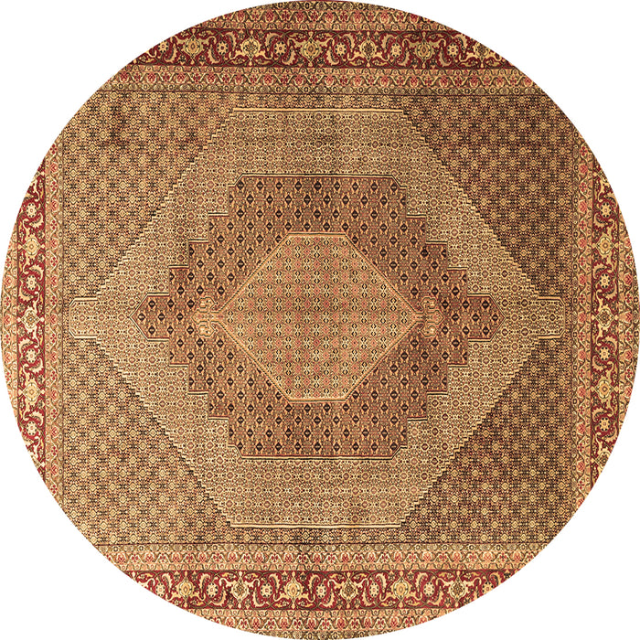 Round Medallion Brown Traditional Rug, tr3474brn