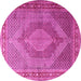 Round Medallion Pink Traditional Rug, tr3474pnk