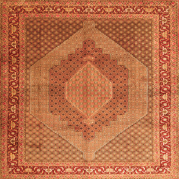 Serging Thickness of Medallion Orange Traditional Rug, tr3474org