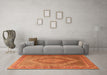 Machine Washable Medallion Orange Traditional Area Rugs in a Living Room, wshtr3474org