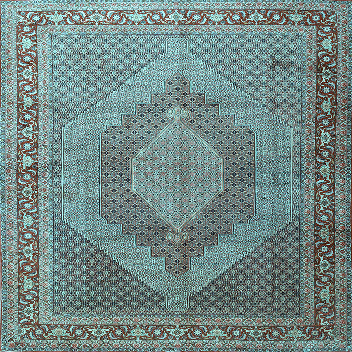 Square Medallion Light Blue Traditional Rug, tr3474lblu