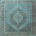 Square Medallion Light Blue Traditional Rug, tr3474lblu