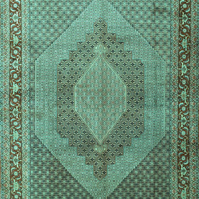 Machine Washable Medallion Turquoise Traditional Area Rugs, wshtr3474turq