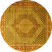 Round Medallion Yellow Traditional Rug, tr3474yw