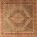 Square Medallion Brown Traditional Rug, tr3474brn