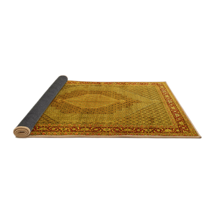 Sideview of Medallion Yellow Traditional Rug, tr3474yw