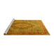 Sideview of Machine Washable Medallion Yellow Traditional Rug, wshtr3474yw