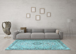 Machine Washable Persian Light Blue Traditional Rug in a Living Room, wshtr3475lblu