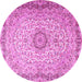 Round Machine Washable Persian Pink Traditional Rug, wshtr3475pnk