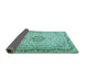 Sideview of Persian Turquoise Traditional Rug, tr3475turq