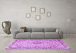 Machine Washable Persian Purple Traditional Area Rugs in a Living Room, wshtr3475pur