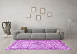 Machine Washable Persian Purple Traditional Area Rugs in a Living Room, wshtr3475pur
