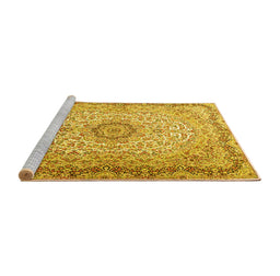 Sideview of Machine Washable Persian Yellow Traditional Rug, wshtr3475yw