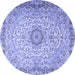 Round Machine Washable Persian Blue Traditional Rug, wshtr3475blu