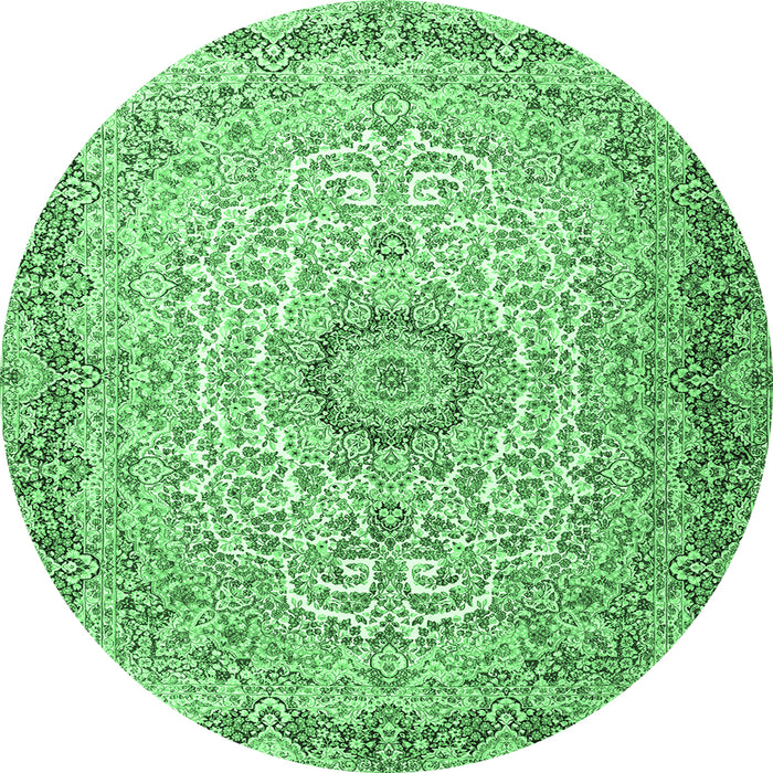 Round Persian Emerald Green Traditional Rug, tr3475emgrn