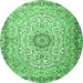 Round Persian Emerald Green Traditional Rug, tr3475emgrn