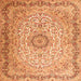 Round Machine Washable Persian Orange Traditional Area Rugs, wshtr3475org