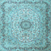 Square Machine Washable Persian Light Blue Traditional Rug, wshtr3475lblu