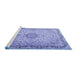 Sideview of Machine Washable Persian Blue Traditional Rug, wshtr3475blu