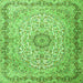 Round Machine Washable Persian Green Traditional Area Rugs, wshtr3475grn