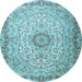 Round Machine Washable Persian Light Blue Traditional Rug, wshtr3475lblu