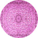 Round Persian Pink Traditional Rug, tr3475pnk