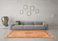 Machine Washable Persian Orange Traditional Rug, wshtr3475org