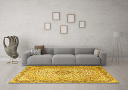Machine Washable Persian Yellow Traditional Rug in a Living Room, wshtr3475yw