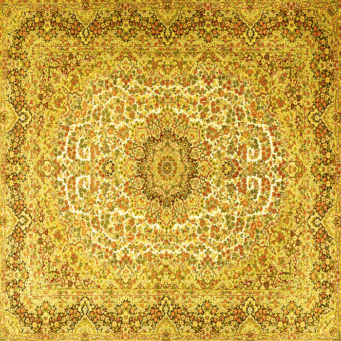 Square Machine Washable Persian Yellow Traditional Rug, wshtr3475yw