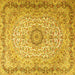 Square Machine Washable Persian Yellow Traditional Rug, wshtr3475yw