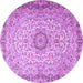 Round Machine Washable Persian Purple Traditional Area Rugs, wshtr3475pur