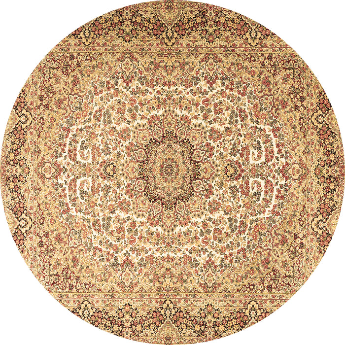 Round Persian Brown Traditional Rug, tr3475brn