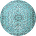 Round Persian Light Blue Traditional Rug, tr3475lblu